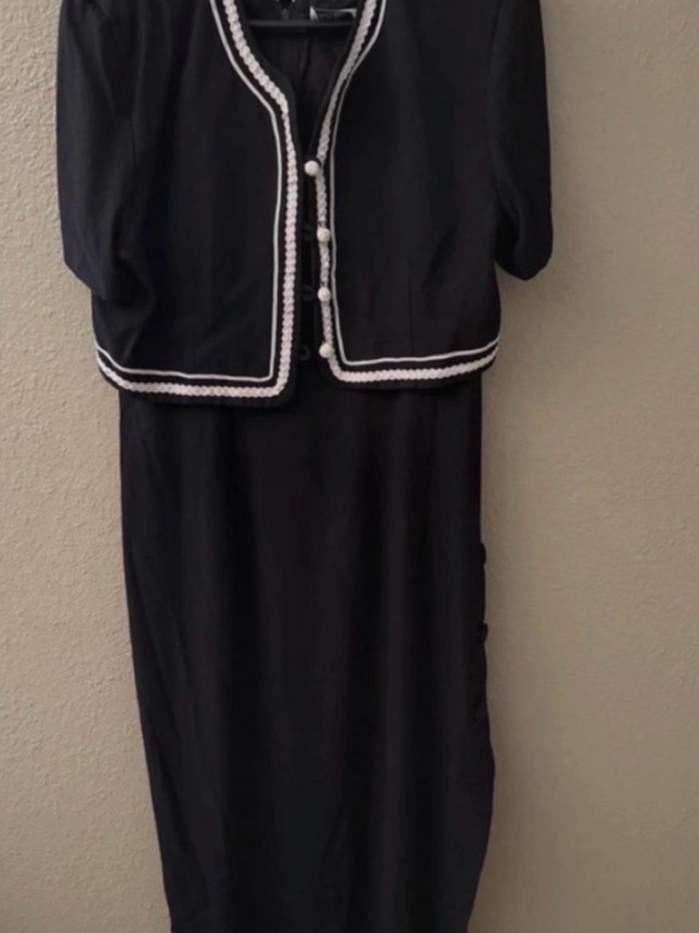 Jessica Howard Black Dress with White Trim Two-Piece Look